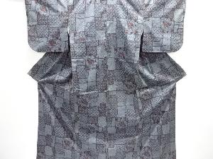 破れ色紙に唐花模様織り出し西陣伝承紬着物